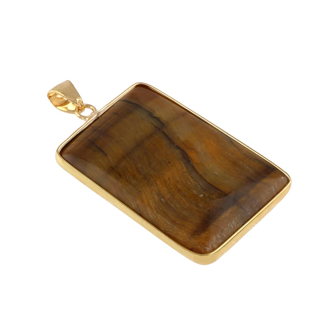 12 Pack: Yellow Tiger's Eye Rectangle Pendant by Bead Landing™